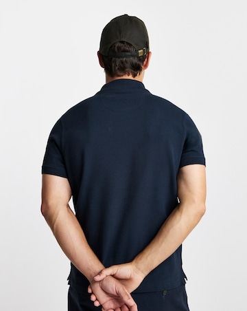 Barbour Tartan Trim Pique Polo - Navy