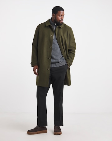 Faux Wool Mac with Cuff Tabs