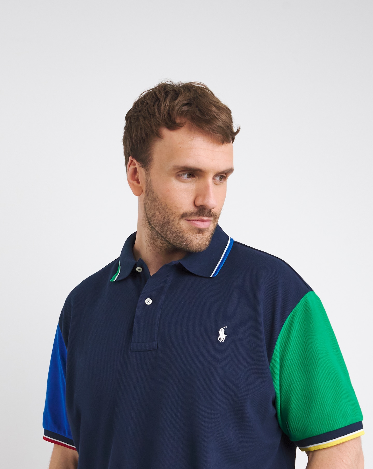 Polo Ralph Lauren Navy Multi Short Sleeve Polo Shirt | Jacamo