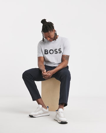BOSS Short Sleeve Tape Logo T-Shirt - Light Grey