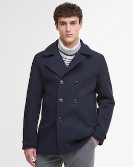 Barbour Newfield Wool Pea Coat - Navy