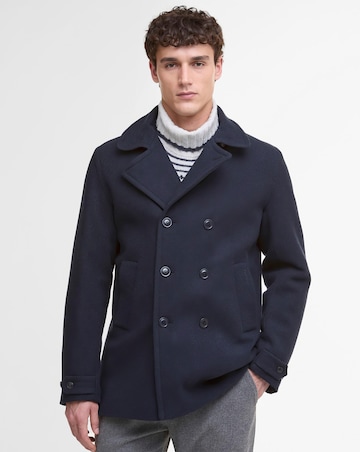 Barbour Newfield Wool Pea Coat - Navy