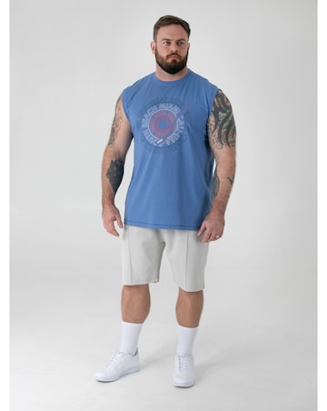 D555 Big And Tall Reeves South Beach Miami Printed Sleeveless T-Shirt - Blue