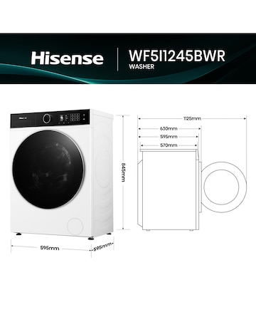 Hisense KitchenFit 5i Series WF5I1245BWR 12kg Washing Machine - White