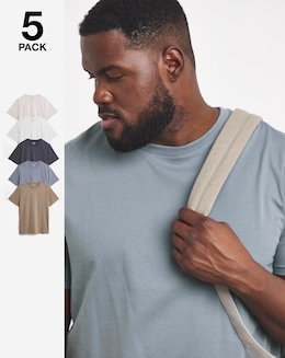 5 Pack Crew Neck T-Shirts Long
