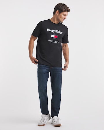 Tommy Hilfiger Short Sleeve Embroidered Flag T-Shirt - Black