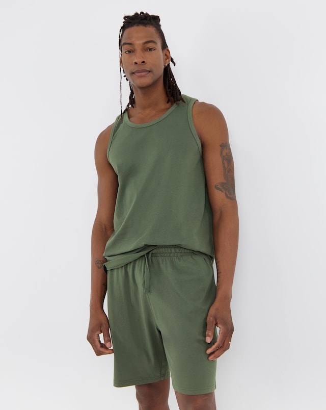 Vest And Short Pyjama Set- Khaki