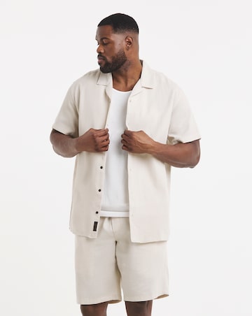 Jack & Jones Global Waffle Resort Shirt and Short Set - Cream