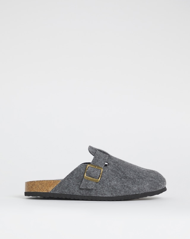 Felt Mule Slippers - Wide Fit