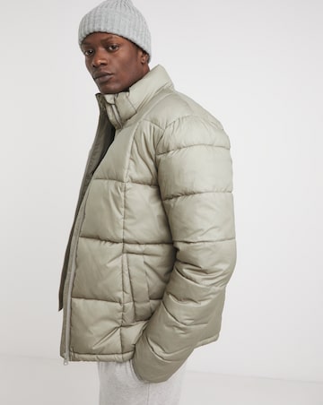 Neutral Square Quilt Puffer Jacket