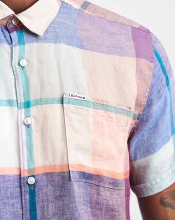 Barbour Bridford Short Sleeve Short Sleeve Checked Summer Fit Shirt - Mint Blue