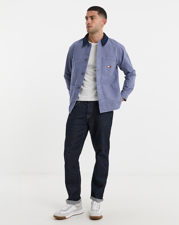 Tommy Jeans Canvas Cord Collar Overshirt - Blue
