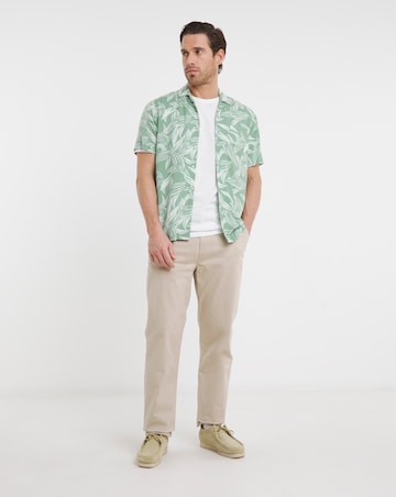 Short Sleeve Revere Collar Print Shirt