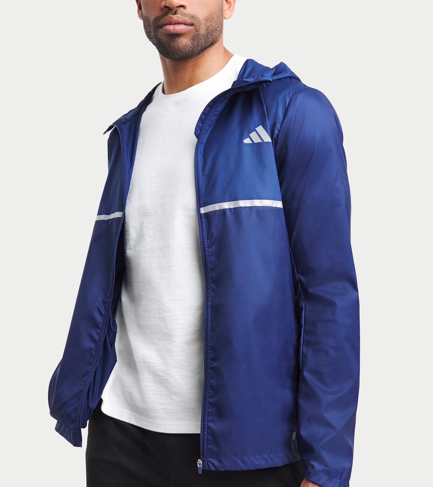 Model wears adidas Running Jacket