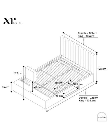 XR Living Maisie Fabric LED TV Ottoman Bed