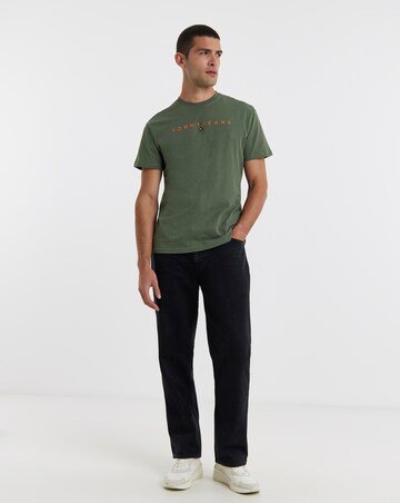 Tommy Jeans Short Sleeve Linear Contrast Logo T-Shirt - Green