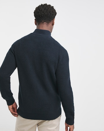 Lyle & Scott Navy 1/4 Zip Shackers Stitch Jumper