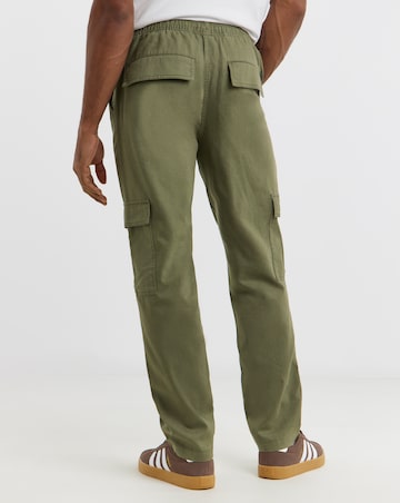 Linen Blend Fully Elasticated Cargo Trouser