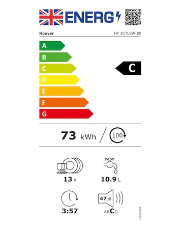 HOOVER HF 3C7L0W 13 place Dishwasher