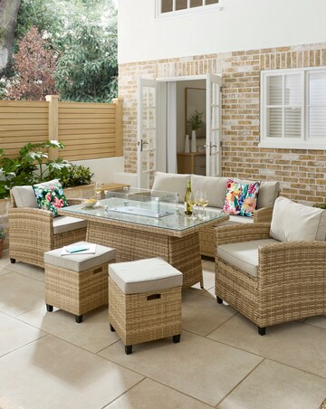 Valencia Lounge Dining Set With Firepit Table