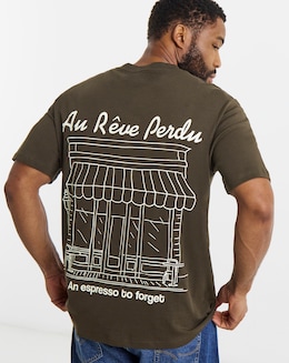 Jack &amp; Jones Cafe Back Graphic T-Shirt - Brown