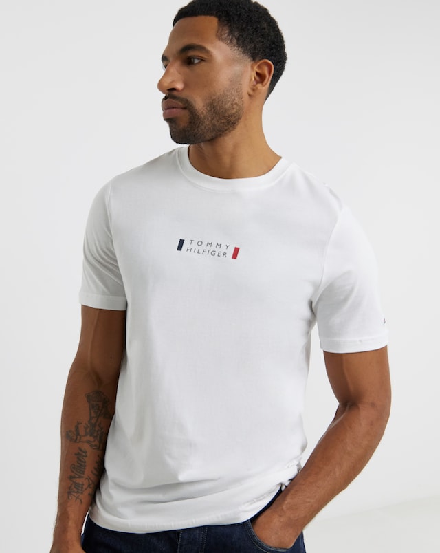 Tommy Hilfiger Short Sleeve Small Center Logo T-Shirt - White