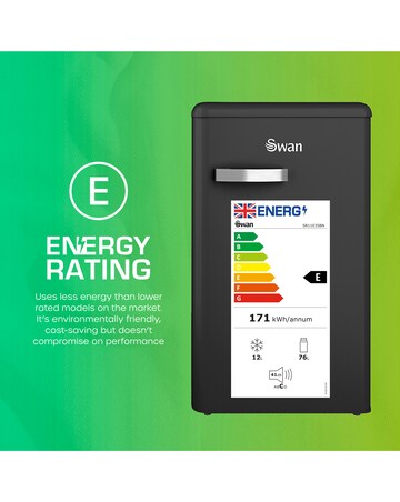 Swan SR11035BNE Retro Under Counter Fridge 90L - Black