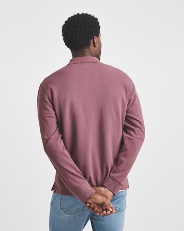 Union Garment Dyed Long Sleeve Polo-Burgundy