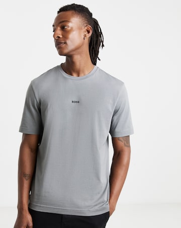 BOSS Short Sleeve Centre Logo T-Shirt - Charcoal
