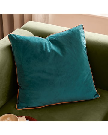 Furn Meridian Large Velvet Cushion Cover - Teal/Tiger