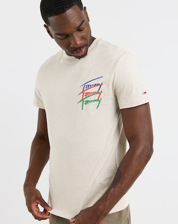 Tommy Jeans Back Print Twisted Signature T-Shirt - Ecru