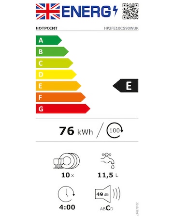 Hotpoint HP2FE10CS90WUK Slimline Dishwasher 10 Place Settings White
