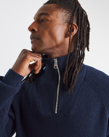 Tommy Hilfiger Fisherman Rib Half Zip Jumper - Navy