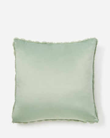 Scallop Faux Fur Cushion - Sage Green