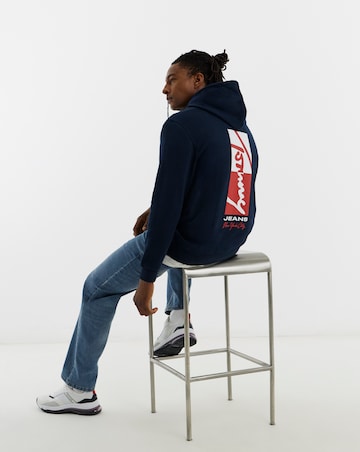 Tommy Jeans Signature Backprint Hoodie - Navy