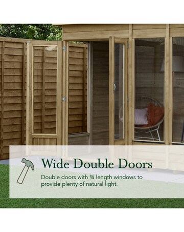 Forest 4LIFE Pent Summerhouse 8x6 - Double Door - 4 Window (Home Delivery)