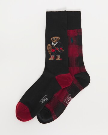 Polo Ralph Lauren 2 Pack Christmas Bear Crew Sock - Black/Red