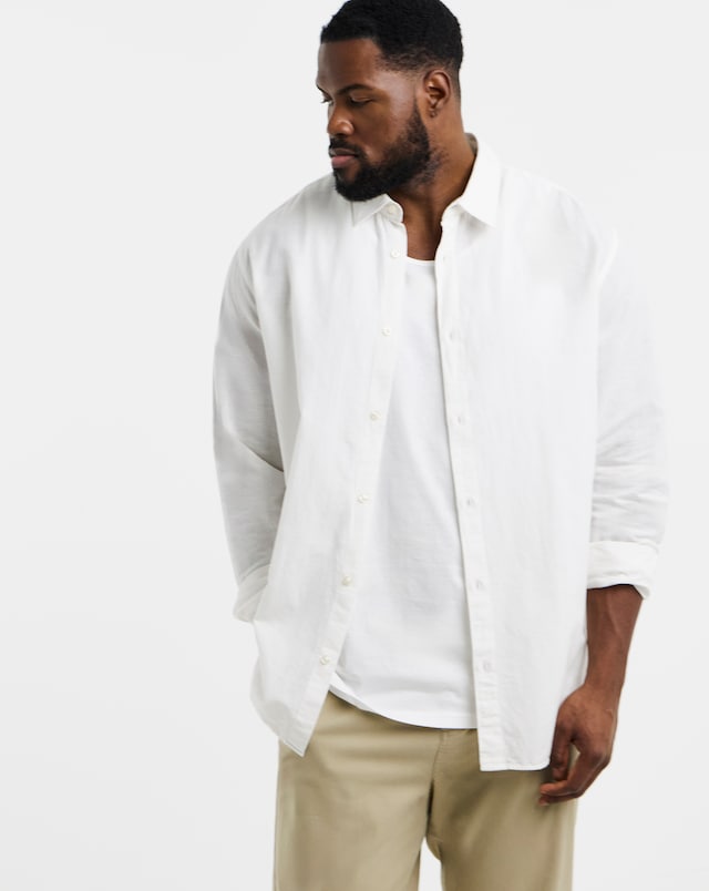 Jack & Jones Breeze Linen Blend Long Sleeve Shirt - White