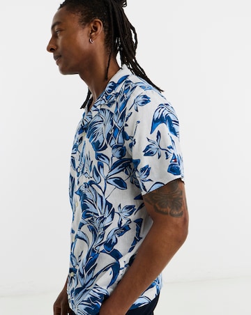 Tommy Hilfiger Short Sleeve Linen Floral Shirt - White