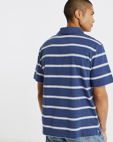 Calvin Klein Jeans Short Sleeve Stripe Jersey Polo - Dark Denim