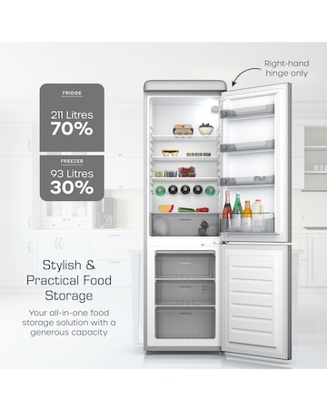 Swan SR11020GRNE Retro 60/40 Fridge Freezer - Grey