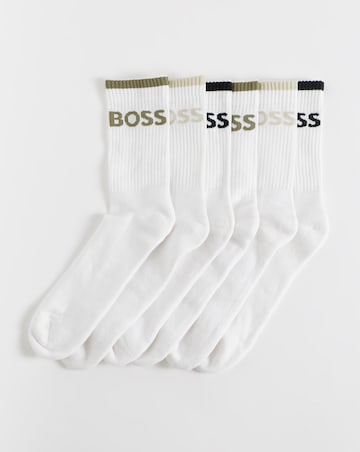 BOSS 6 Pack Stripe Sport Sock - White