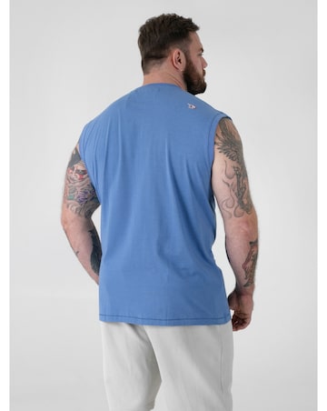 D555 Big And Tall Reeves South Beach Miami Printed Sleeveless T-Shirt - Blue