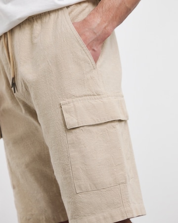 Linen Blend Elasticated Cargo Short