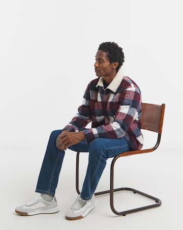 Tommy Jeans Check Teddy Collar Overshirt - Navy