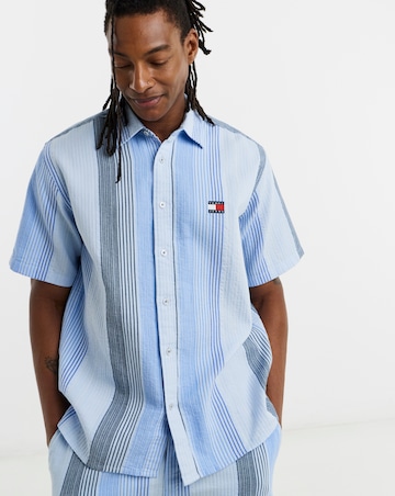 Tommy Jeans Short Sleeve Relax Stripe Short - Blue