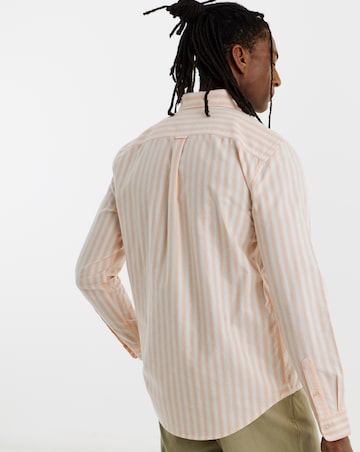 Tommy Jeans Long Sleeve Regular Stripe Oxford Shirt - Orange