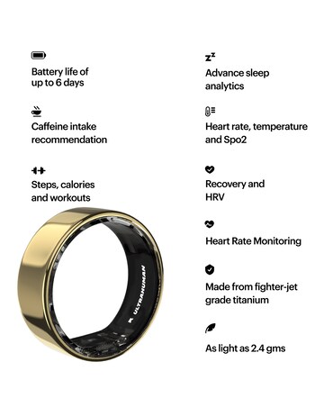 Ultrahuman Ring AIR Bluetooth Smart Ring - Air Gold - Size 10