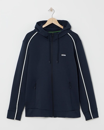 BOSS Dark Blue Oversized Full Zip Hoodie