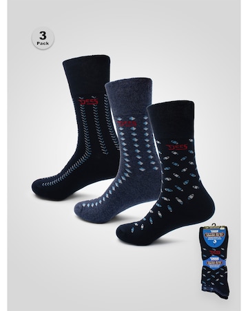D555 Big & Tall D555 Pack Of 3 Patterned Extra Wide Comfort Fit Socks